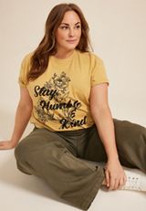 Plus Size Stay Humble And Kind Relaxed Fit Graphic Tee, GOLDEN WHEAT, small