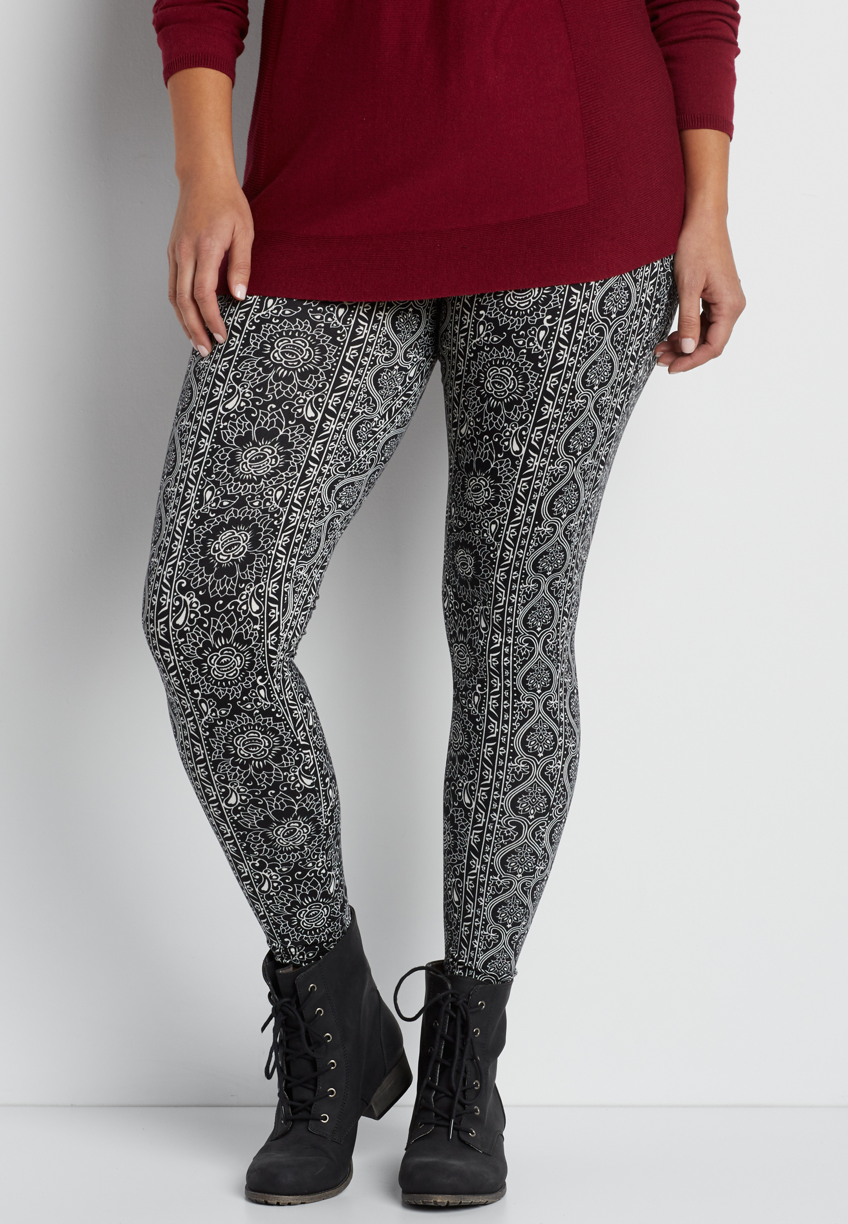 plus size ultra soft black and white patterned legging maurices