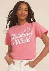 Spread Sunshine Not Shade Relaxed Fit Graphic Tee, CORAL, small