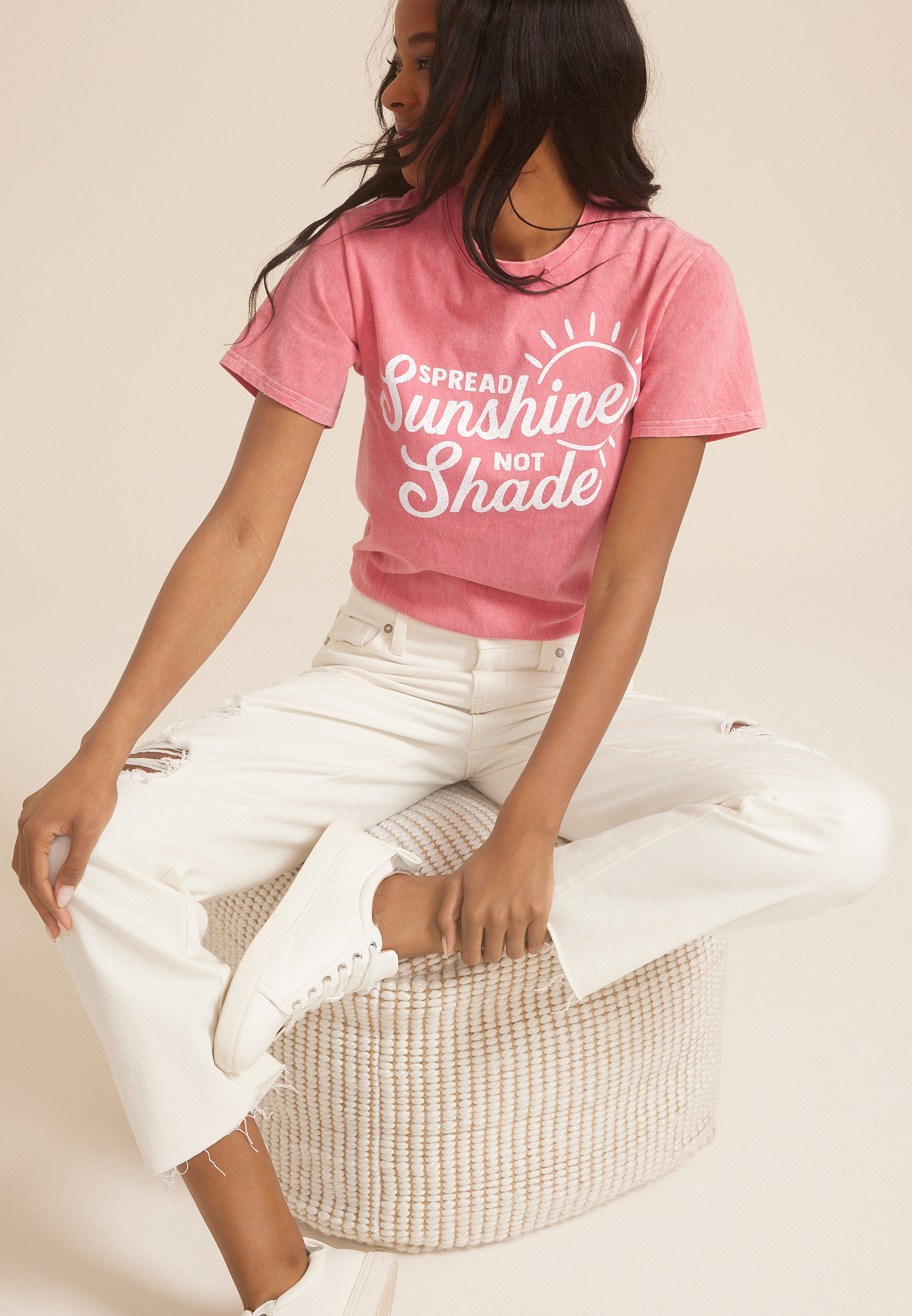 Spread Sunshine Not Shade Relaxed Fit Graphic Tee, CORAL, large