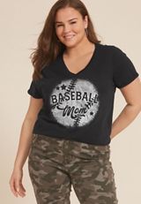 Plus Size Baseball Mom Classic Fit Graphic Tee, , small