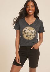 Basketball Mom Classic Fit Graphic Tee, BLACK, small