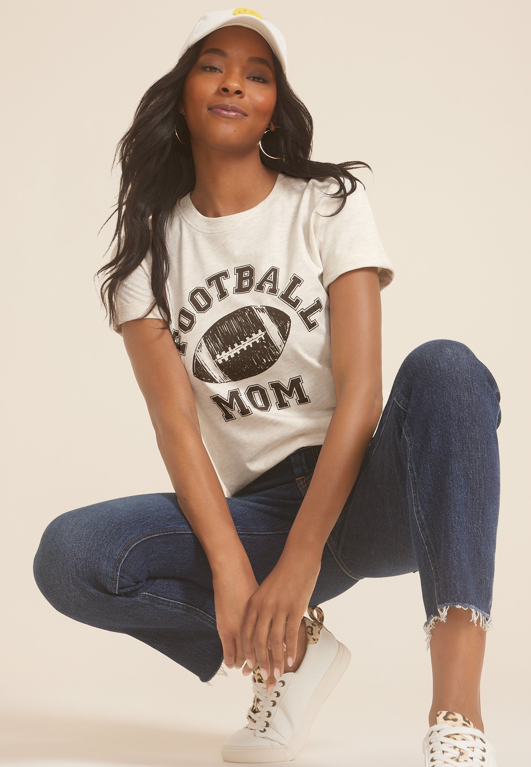 Football Mom Oversized Fit Graphic Tee, OATMEAL HEATHER, large
