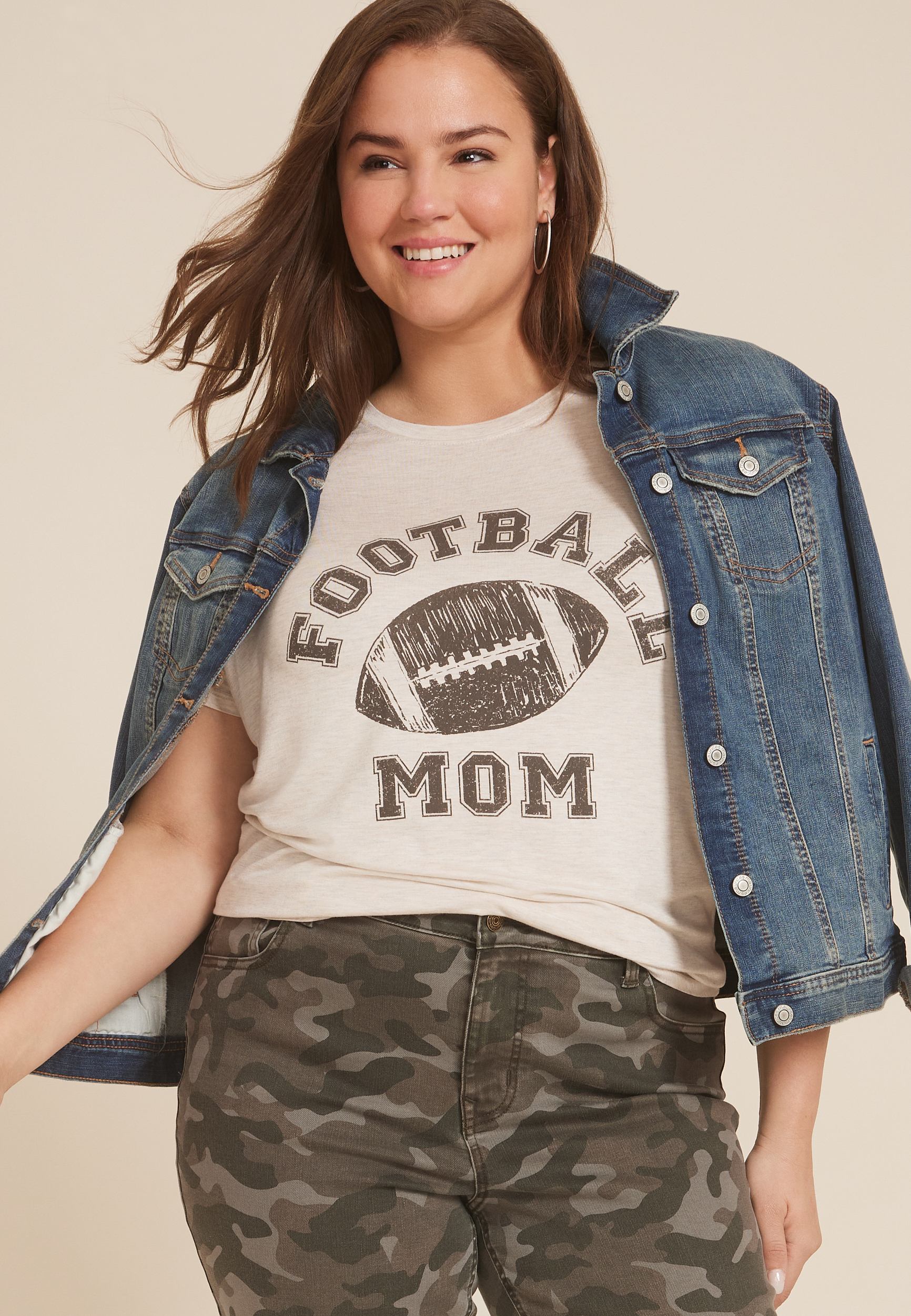 Plus Size Football Mom Classic Fit Graphic Tee, C3363, large