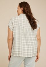 Plus Size Textured Dolman Button Down Shirt, C1829, small