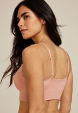 True Stretch Seamless Ribbed Lace Trim Bralette, C9369, small
