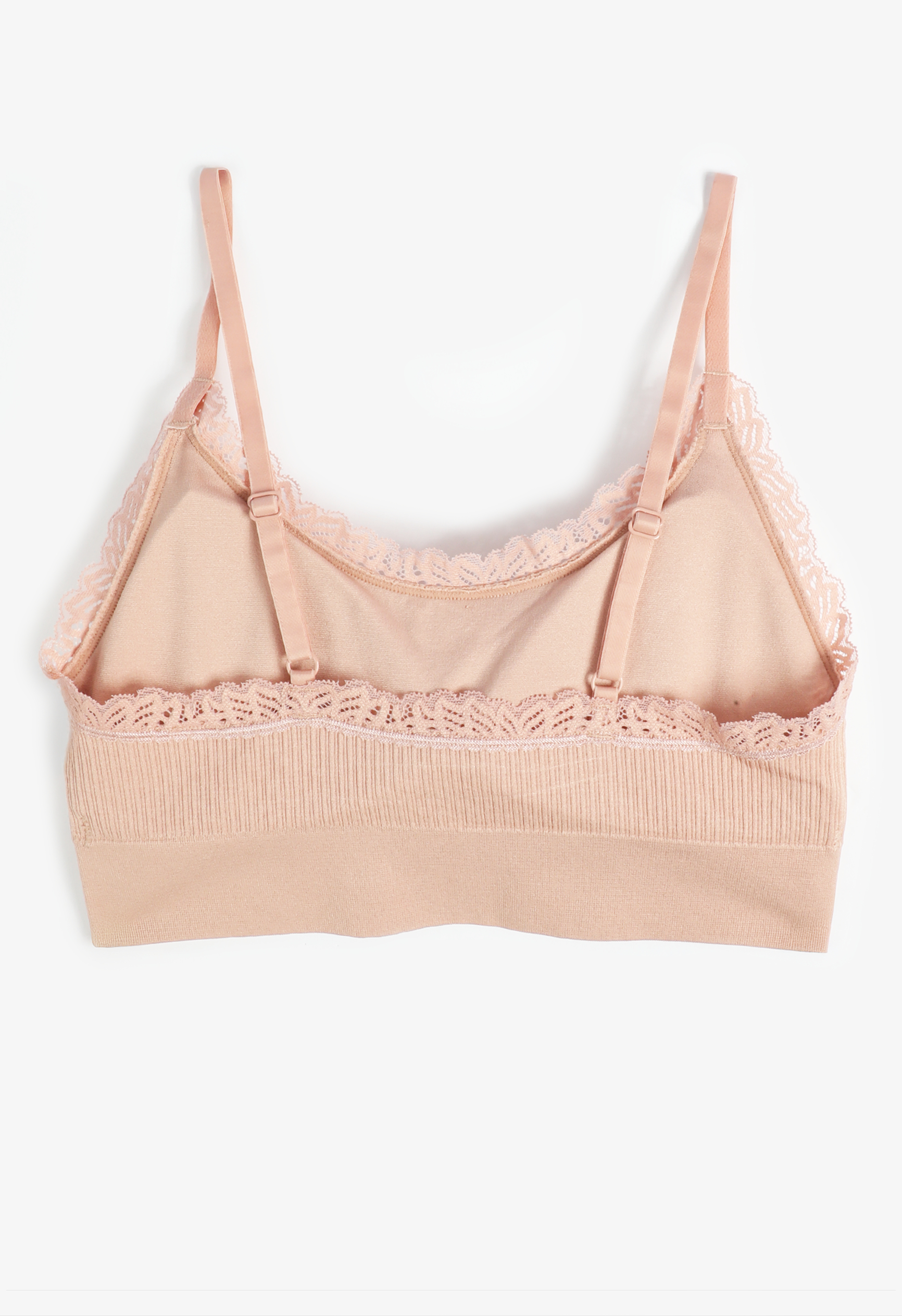 True Stretch Seamless Ribbed Lace Trim Bralette, C9369, large
