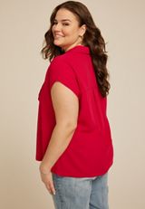 Plus Size Utility Dolman Button Down Shirt, C2946, small