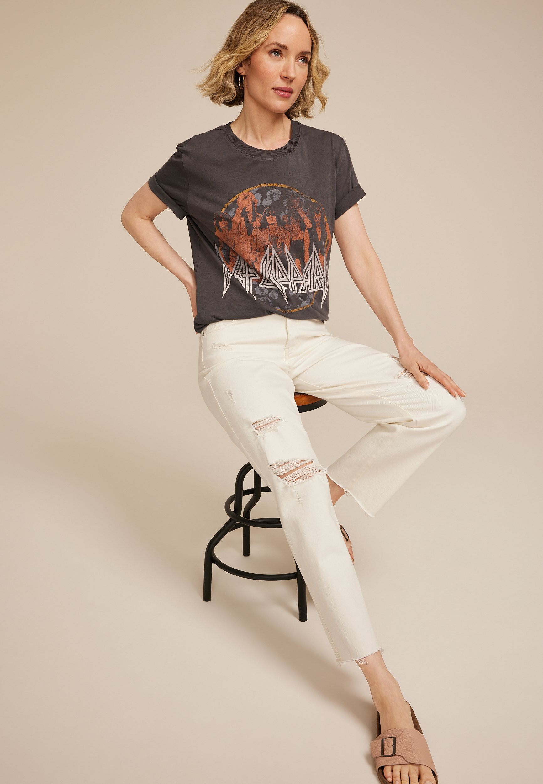 Def Leppard Oversized Fit Graphic Tee, C1928, large