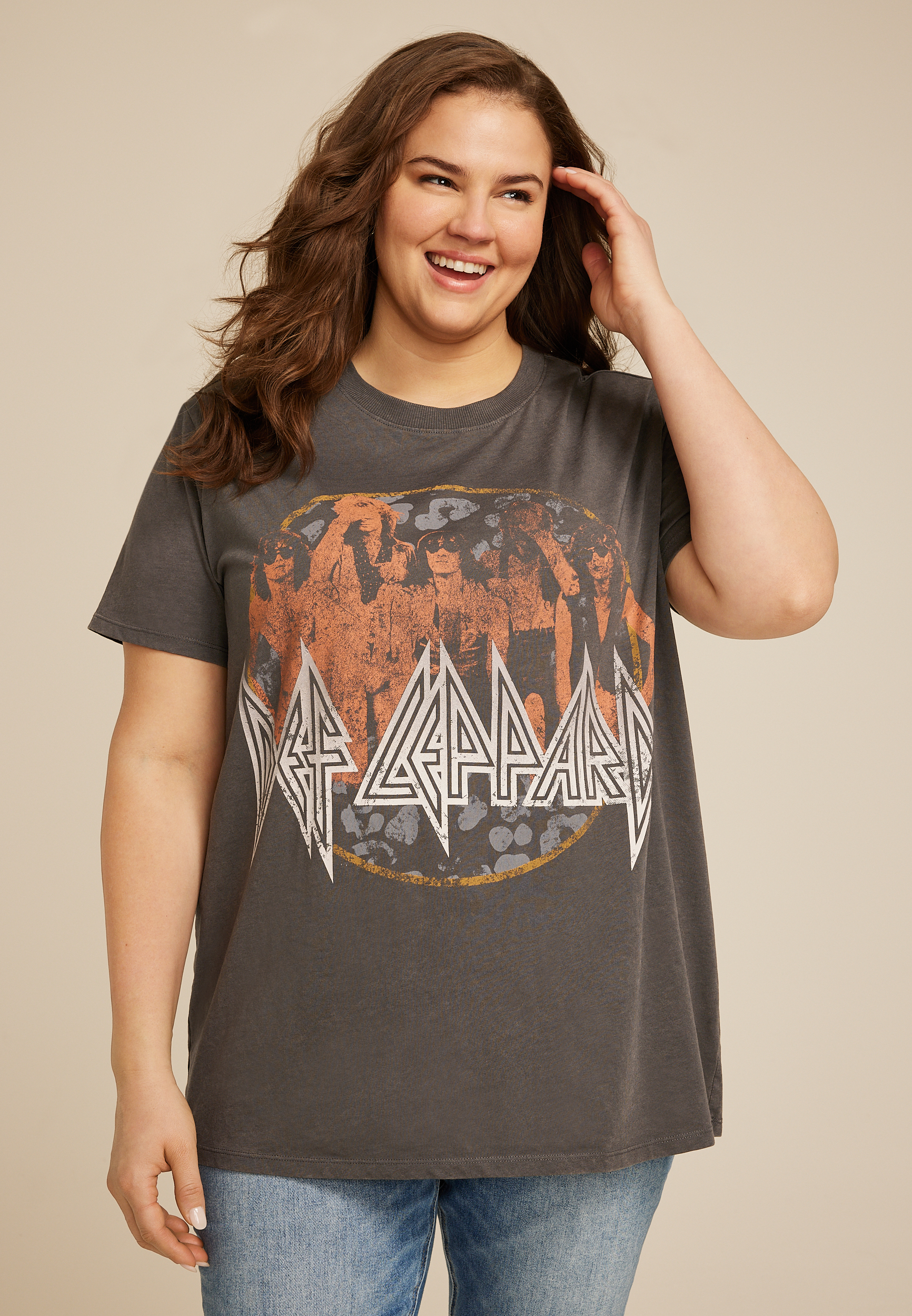 Plus Size Def Leppard Oversized Fit Graphic Tee