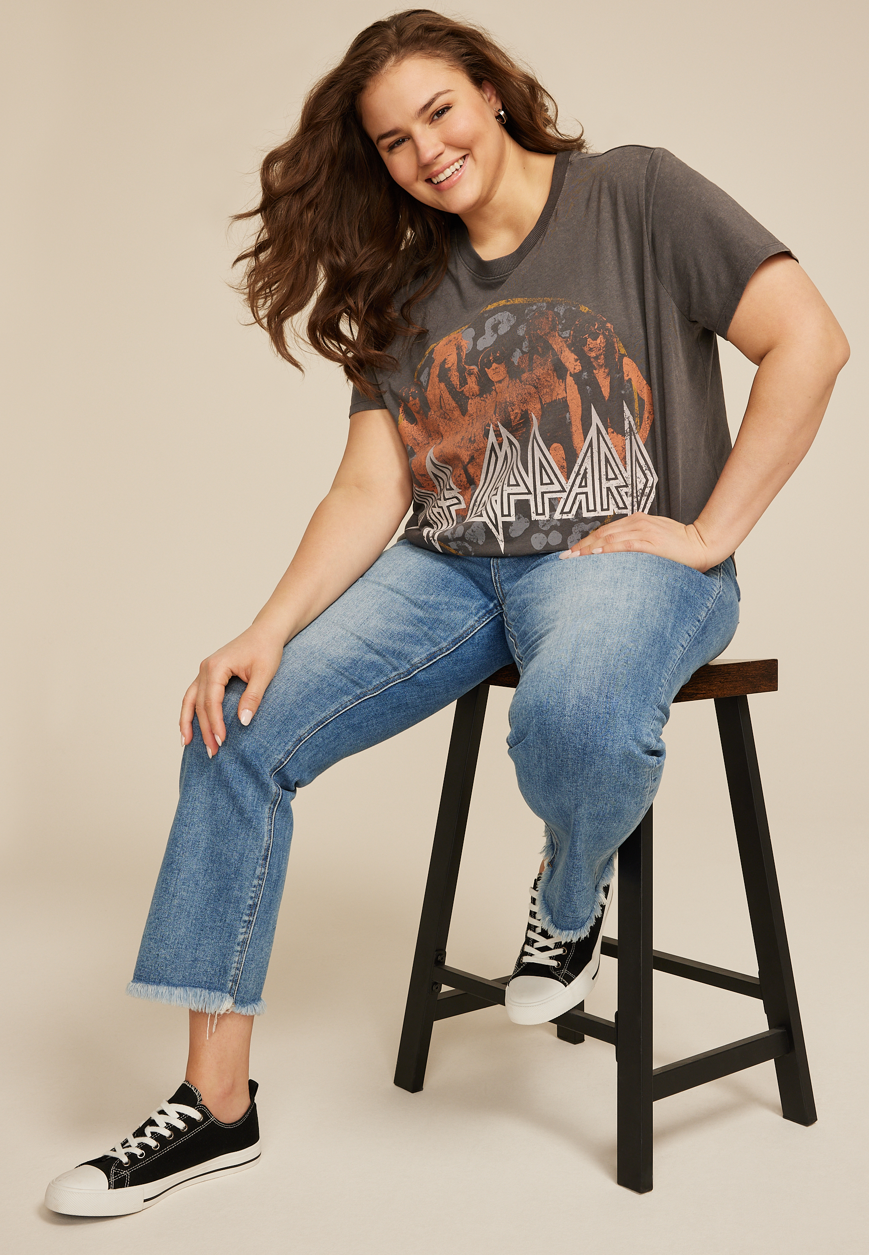Plus Size Def Leppard Oversized Fit Graphic Tee, , large