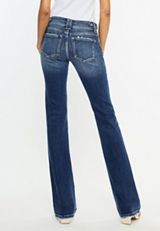 KanCan&trade; Mid Rise Double Button Frayed Hem Bootcut Jean, DARK SANDBLAST, small