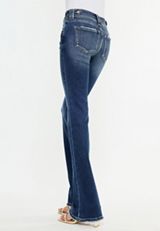KanCan&trade; Mid Rise Double Button Frayed Hem Bootcut Jean, DARK SANDBLAST, small