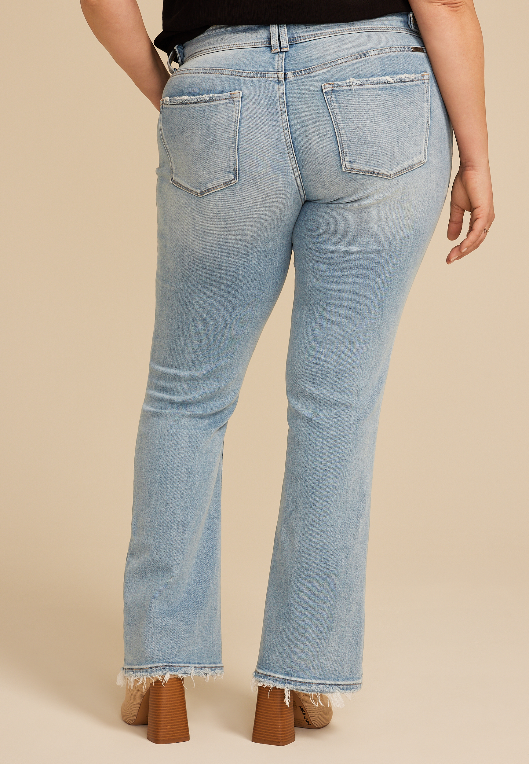 Plus Size KanCan&trade; Mid Rise Double Button Frayed Hem Bootcut Jean, C2806, large