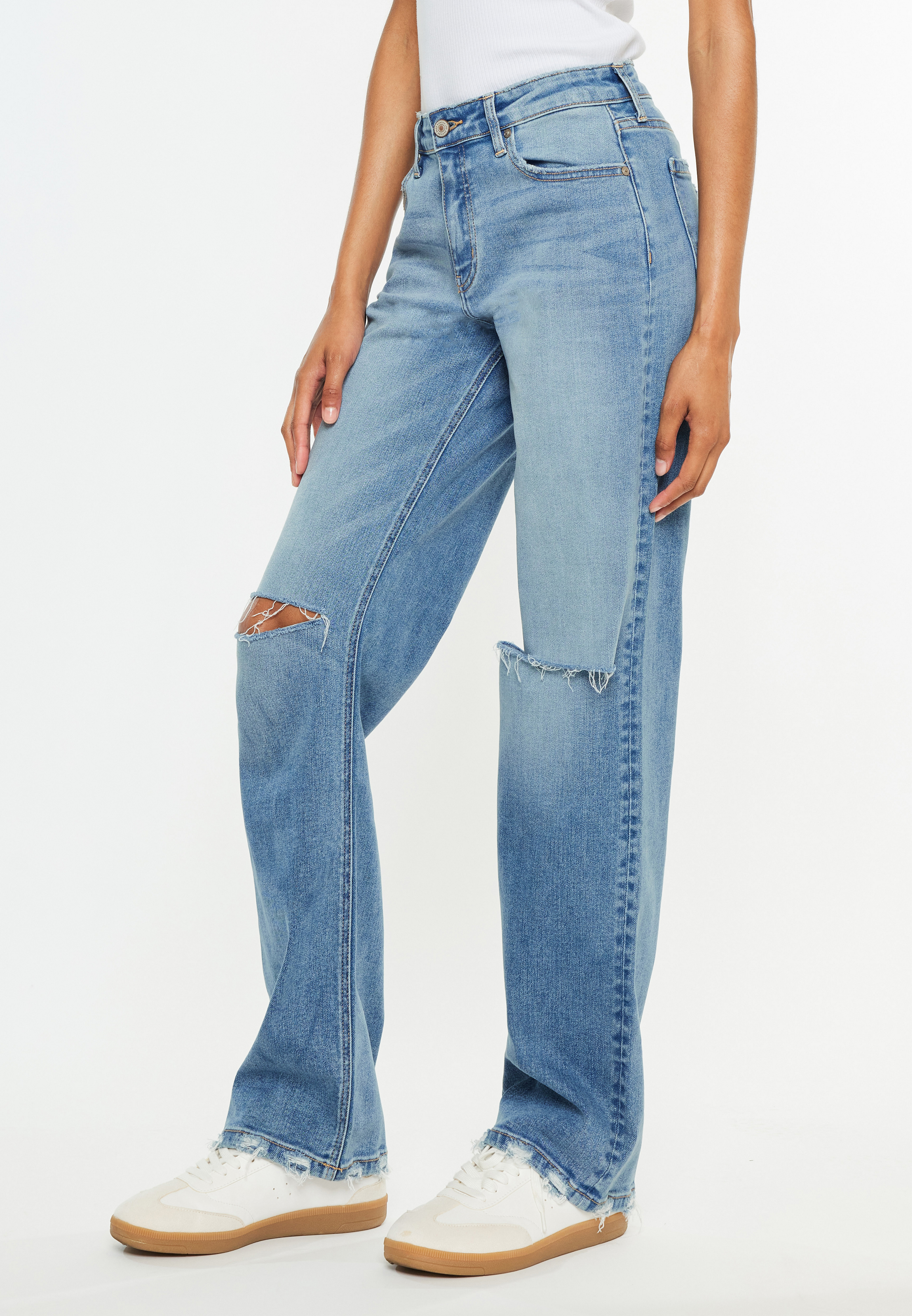 KanCan™ High Rise Open Ripped Straight Jean