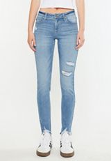 KanCan&trade; Mid Rise Open Ripped Frayed Hem Skinny Jean, C2806, small