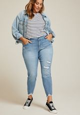 Plus Size KanCan&trade; Mid Rise Open Ripped Frayed Hem Skinny Jean, C2806, small