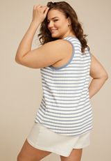 Plus Size 24/7 Jacquard Striped Tank Top, BLUE COMBO, small
