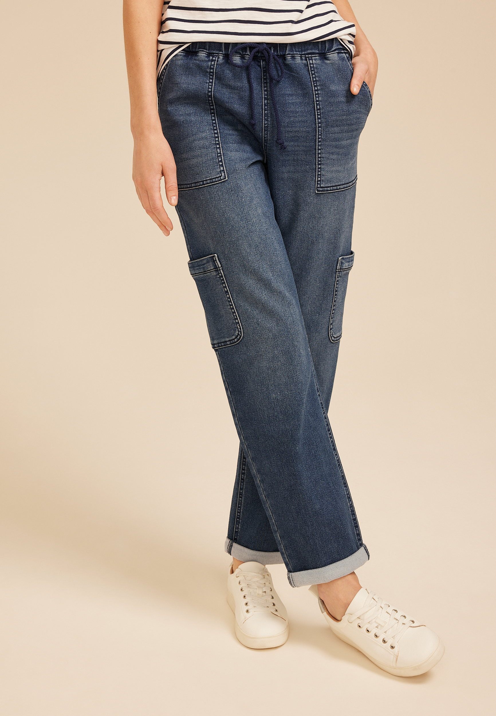 m jeans by maurices™ Dark Soft Knit High Rise Ankle Jogger