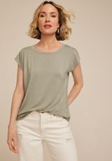 Rhinestone Embellished Boat Neck Tee, OLIVE FOG, small