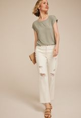 Rhinestone Embellished Boat Neck Tee, OLIVE FOG, small