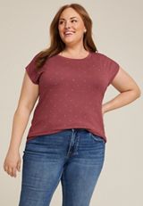 Plus Size Rhinestone Embellished Boat Neck Tee, C9585, small