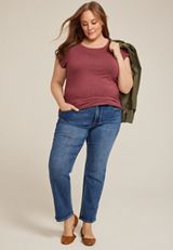 Plus Size Rhinestone Embellished Boat Neck Tee, C9585, small