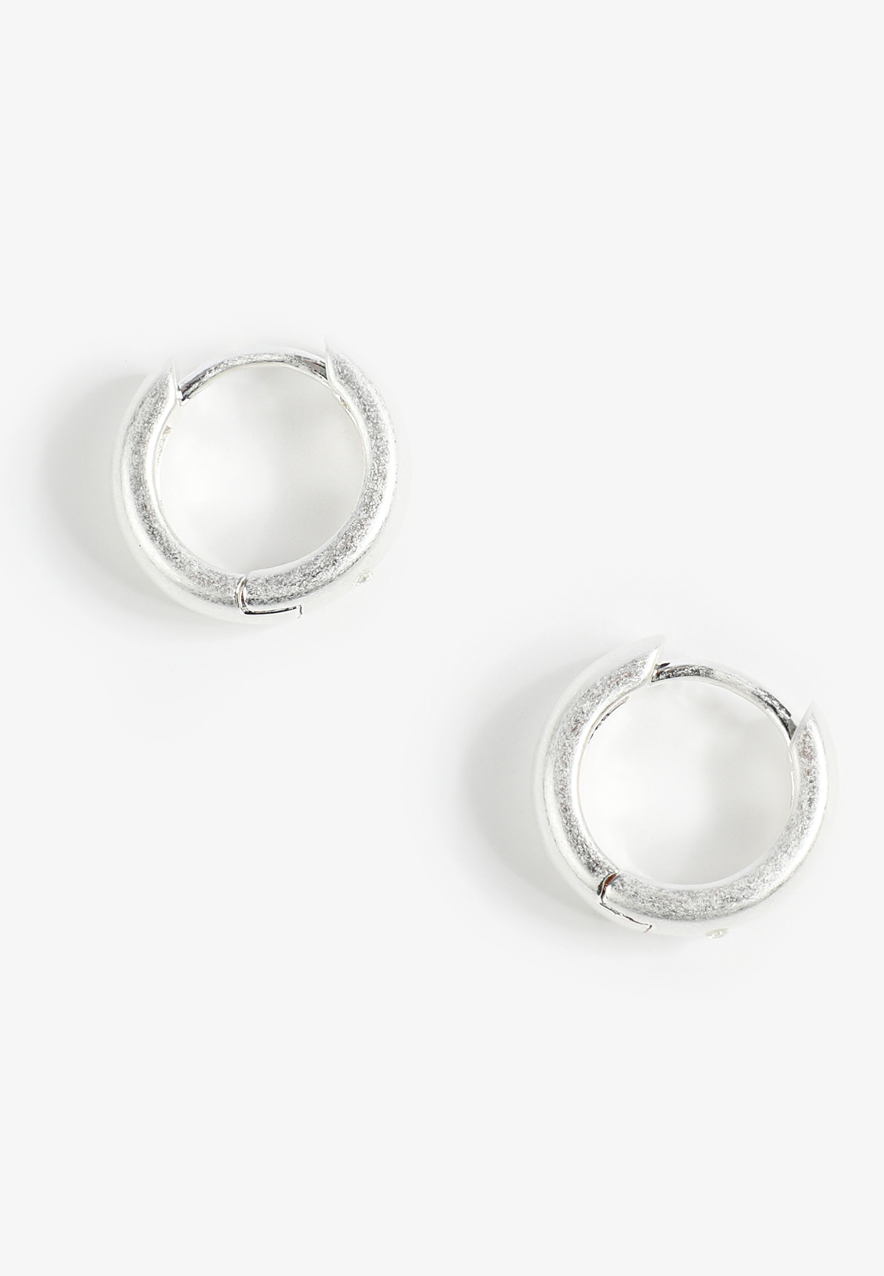 Silver Brushed Huggie Earrings