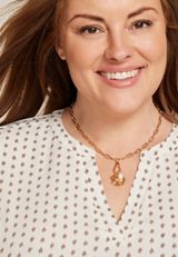 Gold Mini Cross And Faux Pearl Charm Necklace, GOLD, small