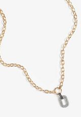Mixed Metal Oversized Link Necklace, , small