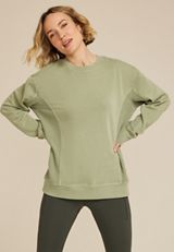 Waffle Mix Crew Neck Tunic Sweatshirt, OLIVE FOG, small