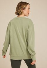 Waffle Mix Crew Neck Tunic Sweatshirt, OLIVE FOG, small