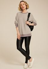 Striped Waffle Crew Neck Tunic Sweatshirt, C4108, small