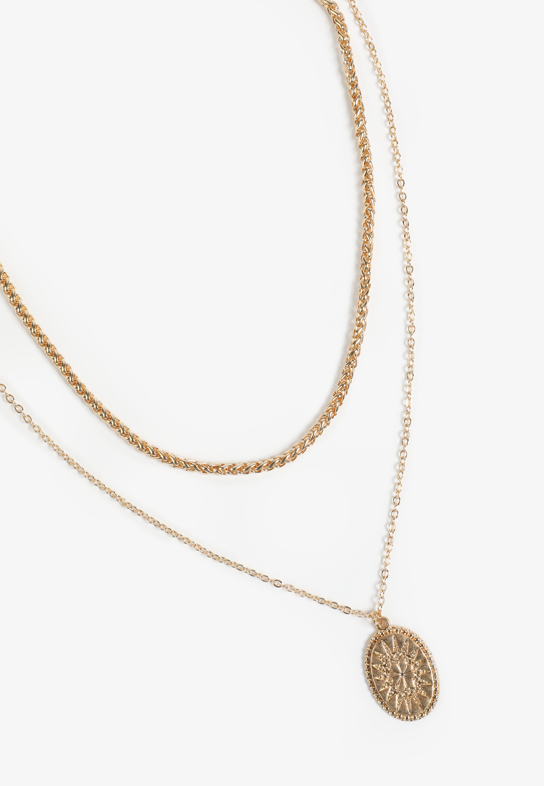 Oval Sunburst Layered Necklace