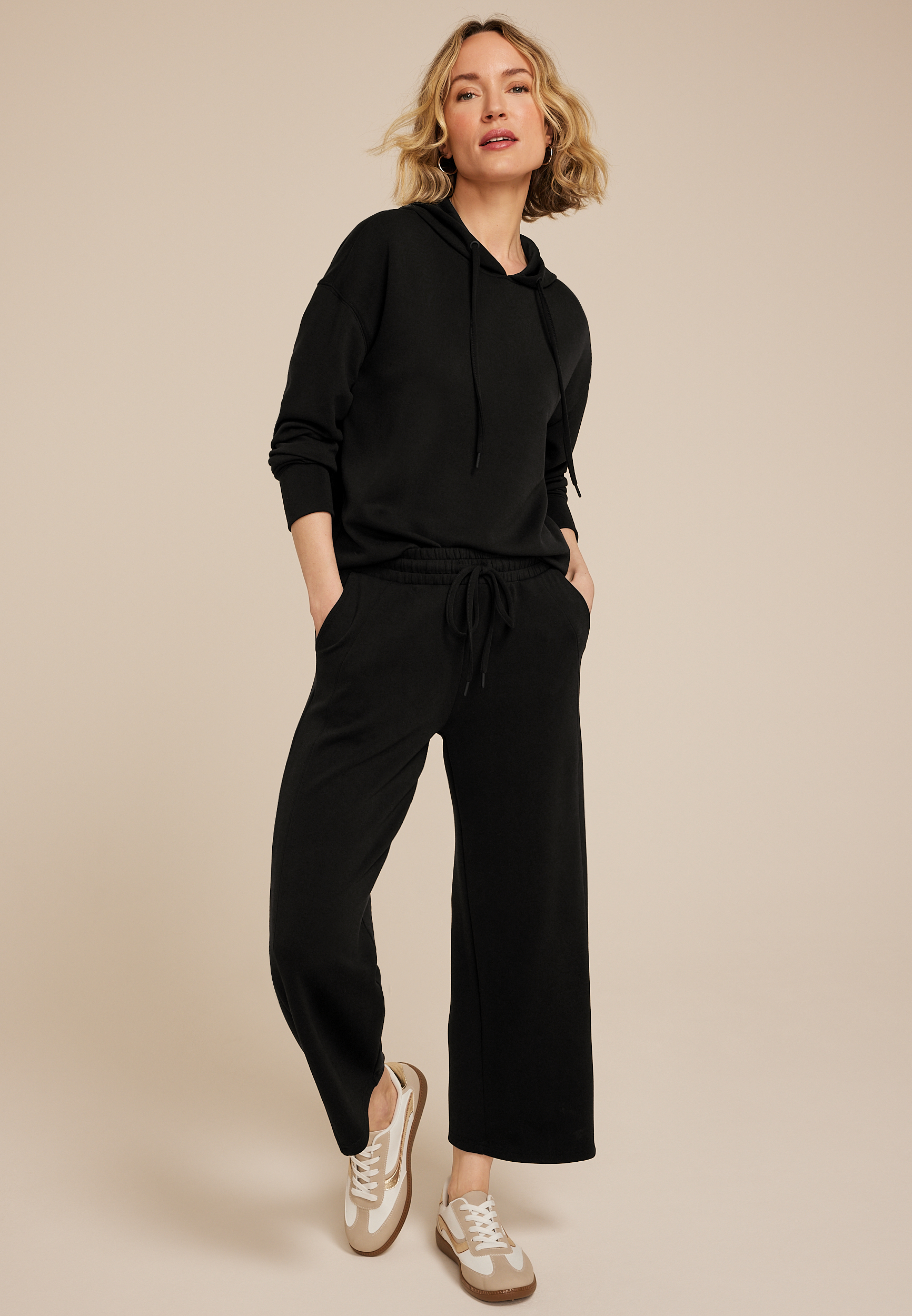 Ribbed Scuba Wide Leg Cropped Pant