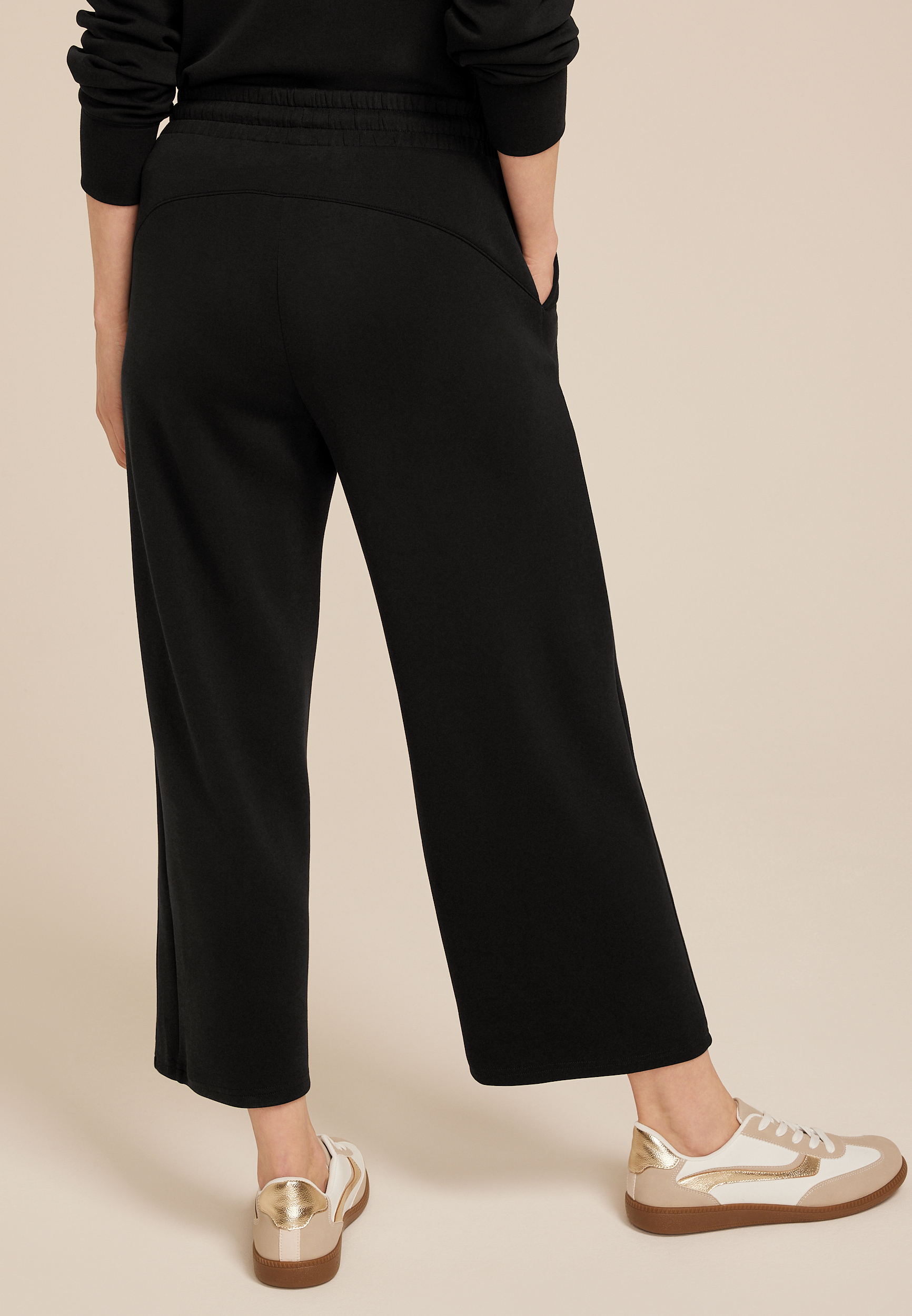 Scuba Knit Wide Leg Cropped Pant