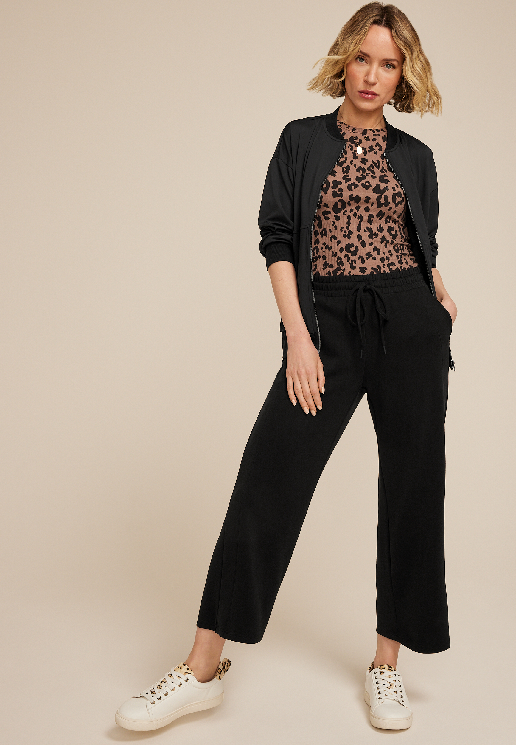 Scuba Knit Wide Leg Cropped Pant