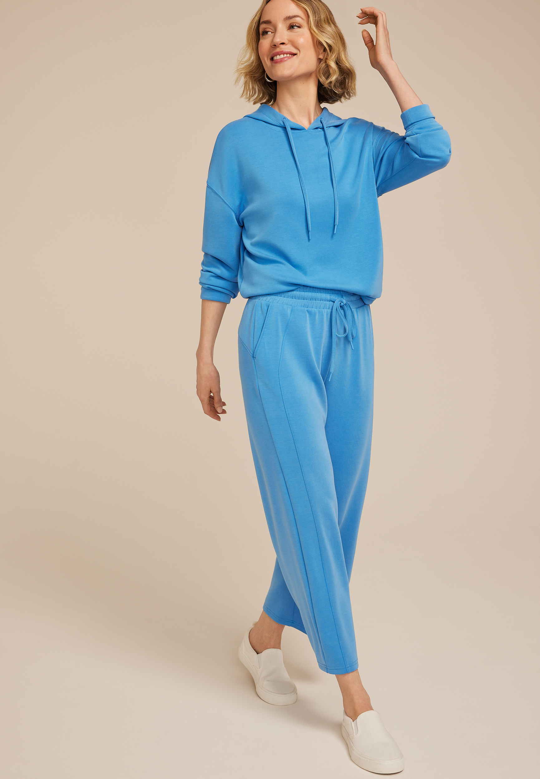 Ribbed Scuba Wide Leg Cropped Pant
