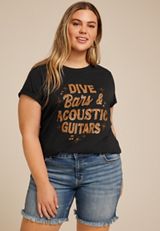 Plus Size Dive Bars Acoustic Guitar Classic Fit Graphic Tee, , small