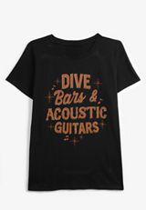 Plus Size Dive Bars Acoustic Guitar Classic Fit Graphic Tee, , small