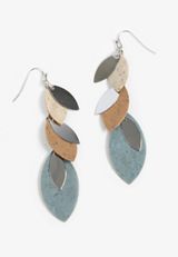 Tidal Wave Leaf Linear Drop Earrings, C431, small