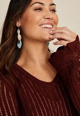 Tidal Wave Leaf Linear Drop Earrings, C431, small