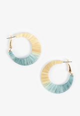 Tidal Wave Raffia Wrapped Hoop Earrings, GOLD, small