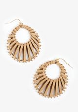 Cord Wrapped Drop Earrings, BROWN, small