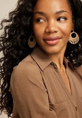 Cord Wrapped Drop Earrings, BROWN, small