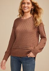 Pointelle Crew Neck Sweater, C4291, small