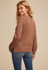 Pointelle Crew Neck Sweater, C4291, small