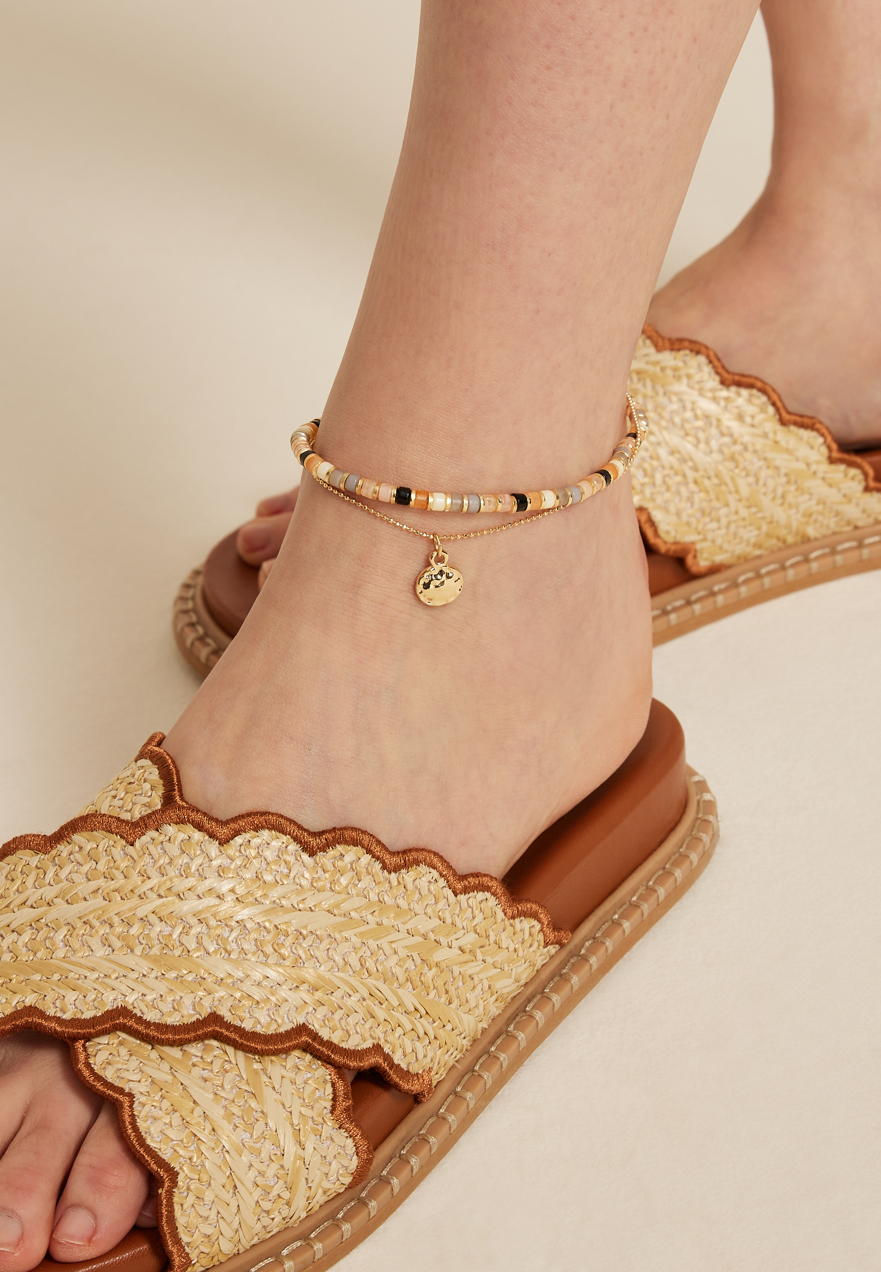 Sandy Shore Beaded Anklet, , large