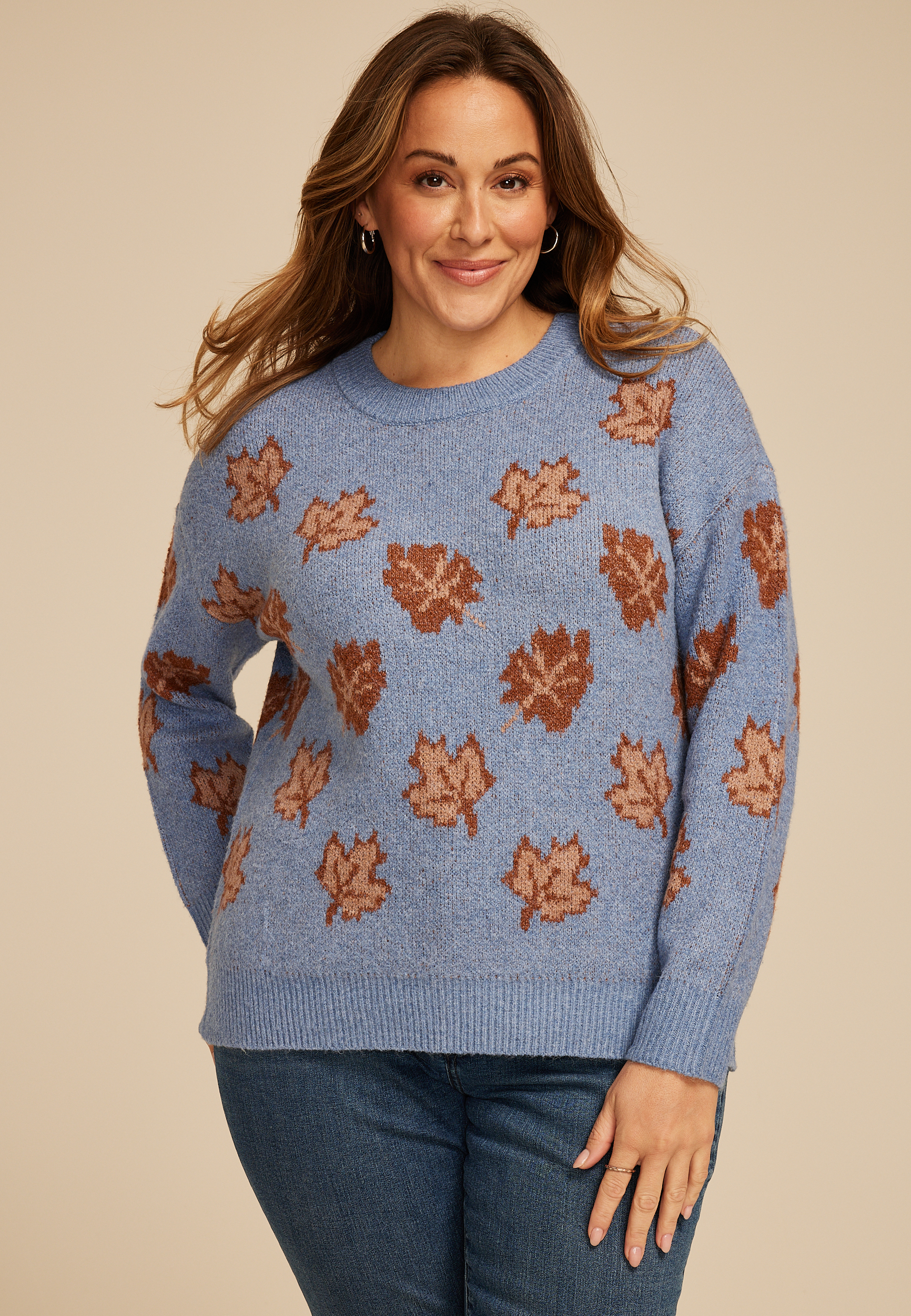 Plus Size Fall Leaves Sweater