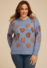 Plus Size Fall Leaves Sweater, , small